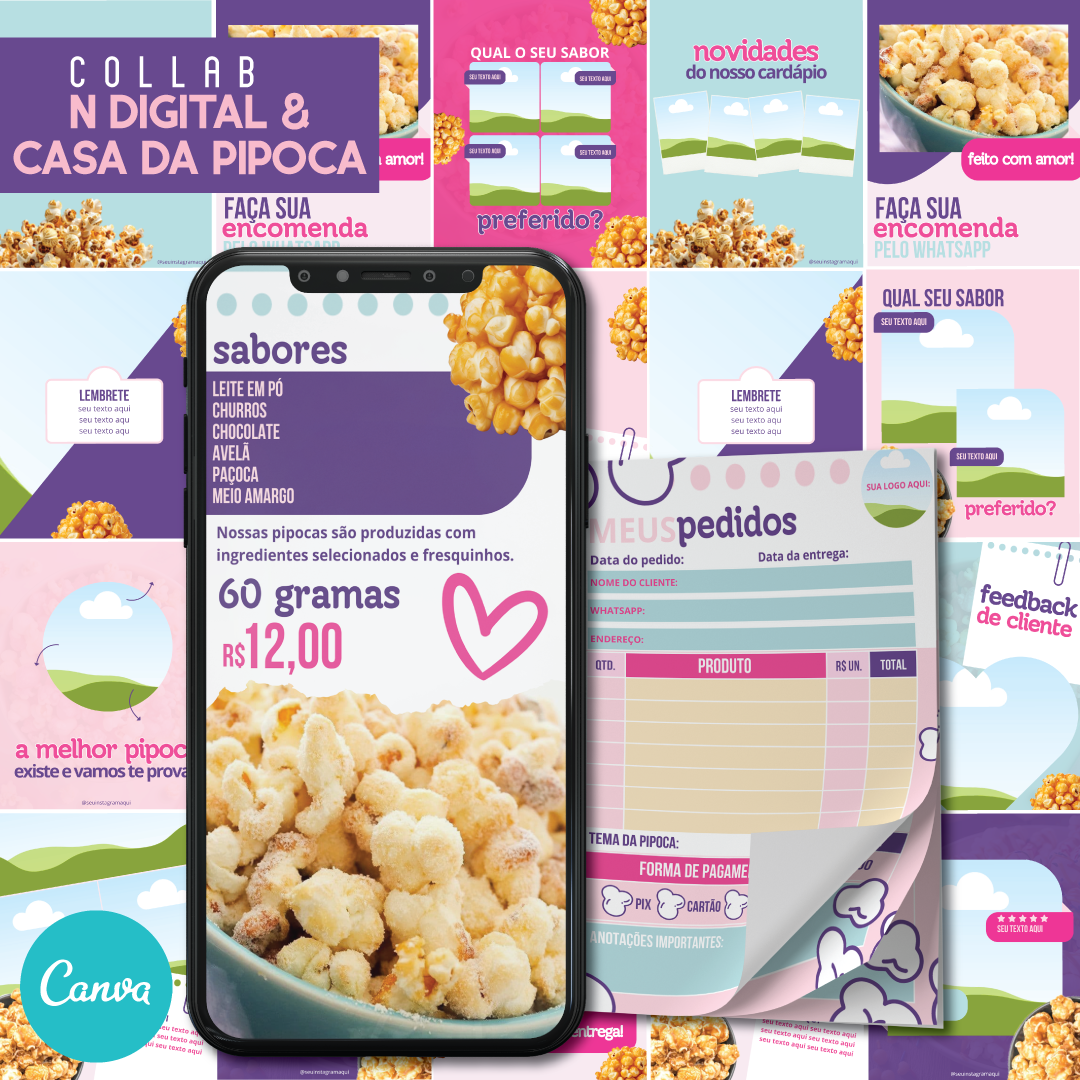 Pack Completo N Digital & Casa da Pipoca Editável no Canva